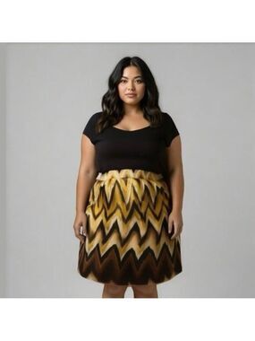 Worthington A Line Skirt Orange Yellow Brown Black Ivory Size 22W